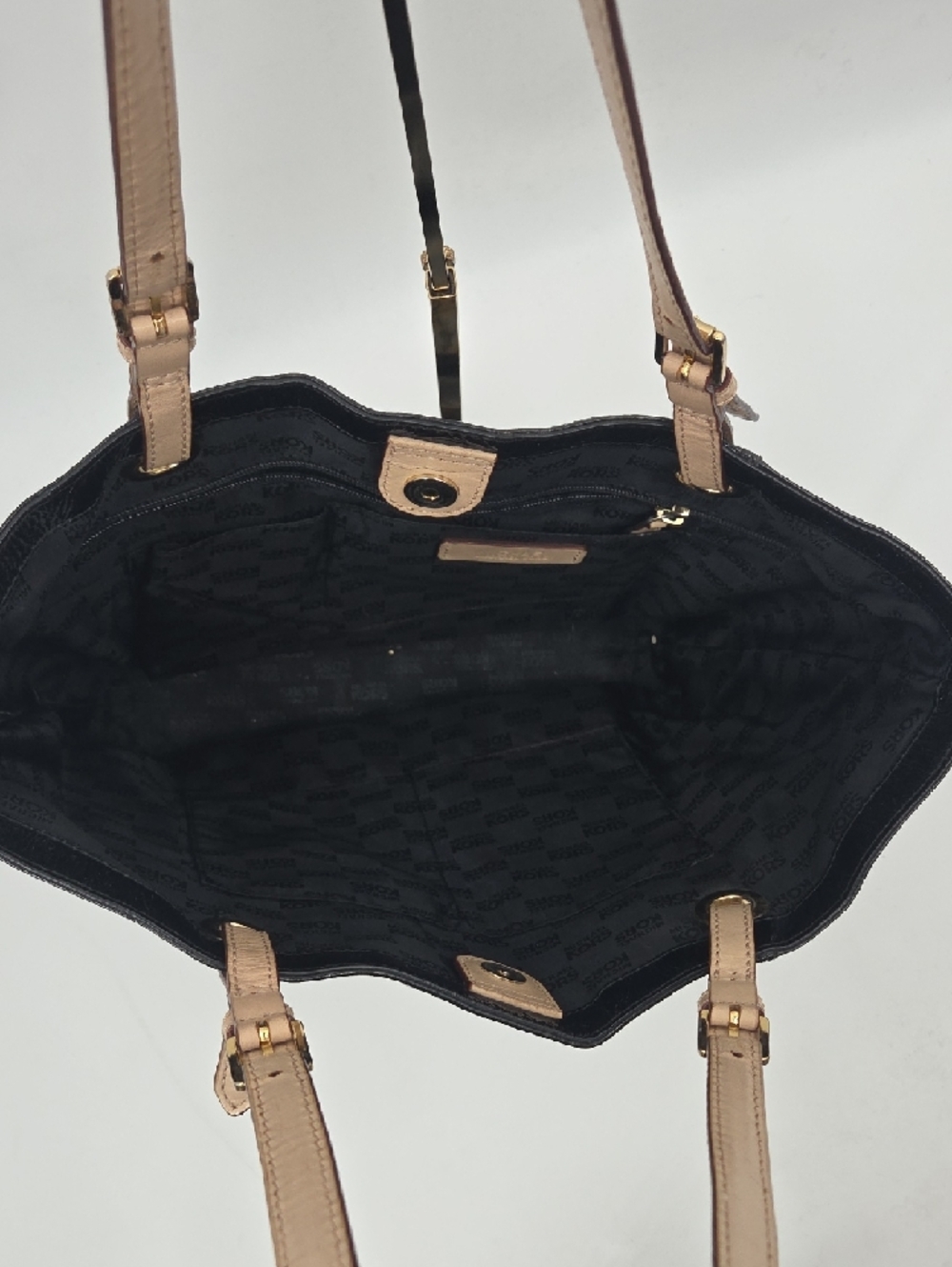 Michael Kors Black Patent Tote with Tan Straps and Gold MK Charm - Picture 7 of 16